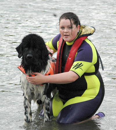 Ashley water training with Abbey