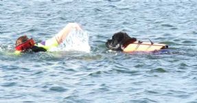 Sabrina attempting a safe swim